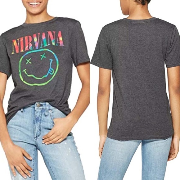 Officially Licensed Nirvana Rainbow Smile Logo Graphic Tee NWOT - Picture 2 of 8